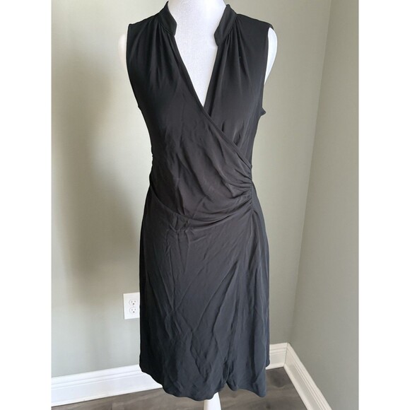Banana Republic Black‎ Dress Size S Faux Wrap V Neck Knee Length - Picture 5 of 5